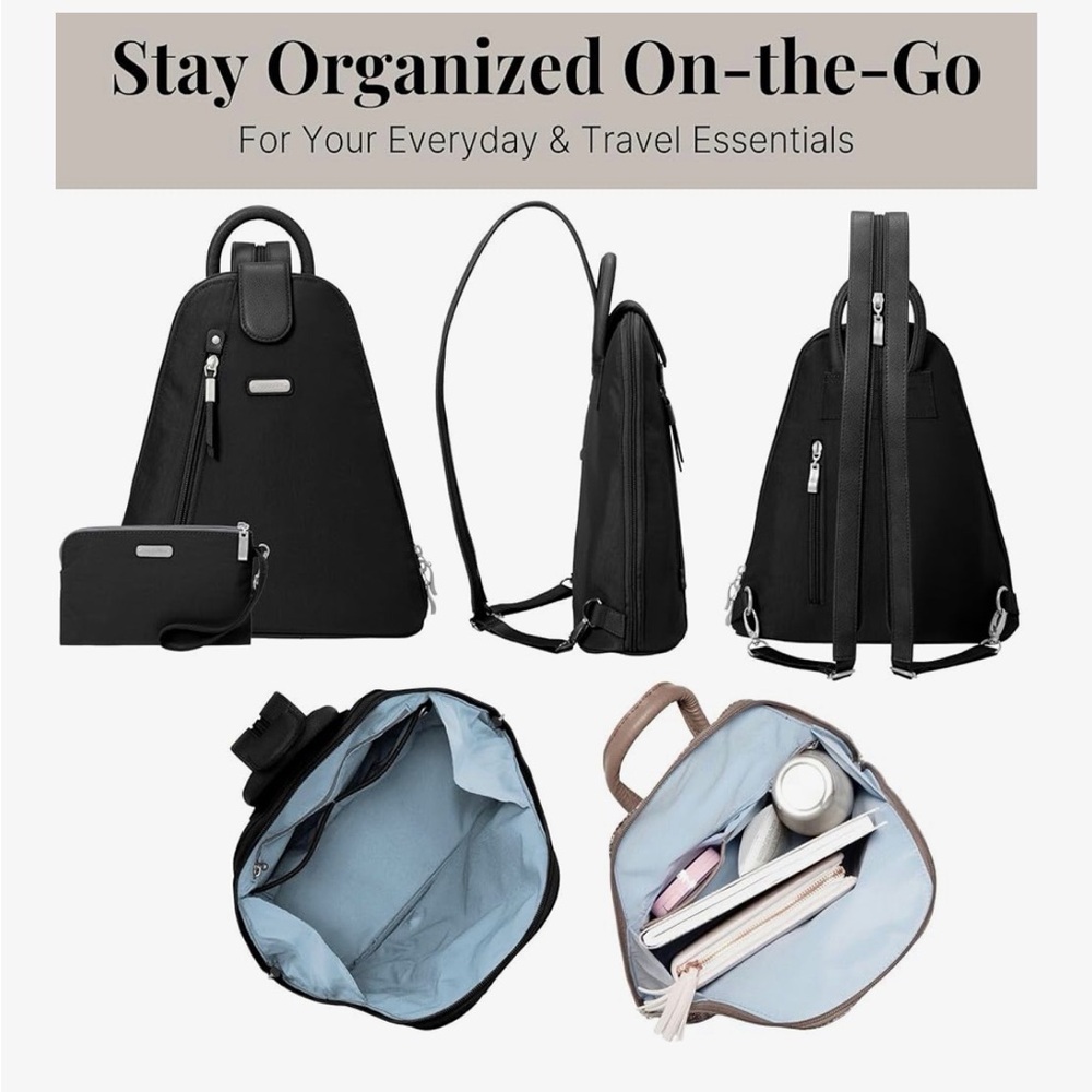 Baggallini Black Sling Backpack Bundle with RFID Wristlet - Picture 5 of 9